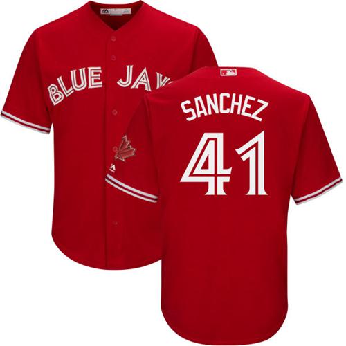 Blue Jays #41 Aaron Sanchez Red New Cool Base Canada Day Stitched MLB Jersey - Click Image to Close
